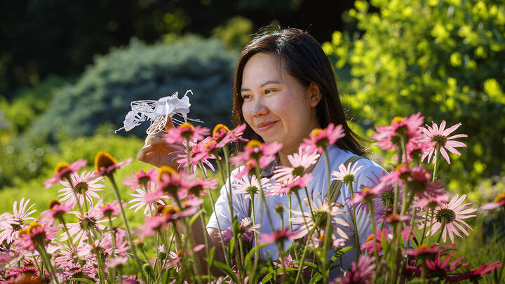 Mia Luong, a graduate student in entomology, creates intricate 3D insect art in her free time. She plans to use the art to raise funds for the Bruner Club.